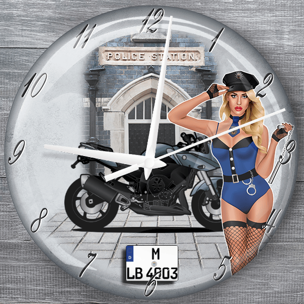 Fazer8 moderne Wanduhr personalisiert mit deinem Motorrad u. Kennzeichen!