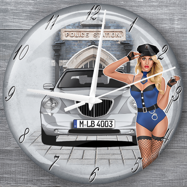 Thesis moderne Wanduhr personalisiert mit deinem Auto u. Kennzeichen!