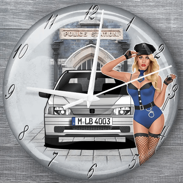 106 Rallye moderne Wanduhr personalisiert mit deinem Auto u. Kennzeichen!