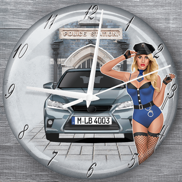 CT 200H moderne Wanduhr personalisiert mit deinem Auto u. Kennzeichen!