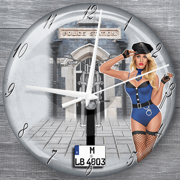 Rocker C moderne Wanduhr personalisiert mit deinem Motorrad u. Kennzeichen!
