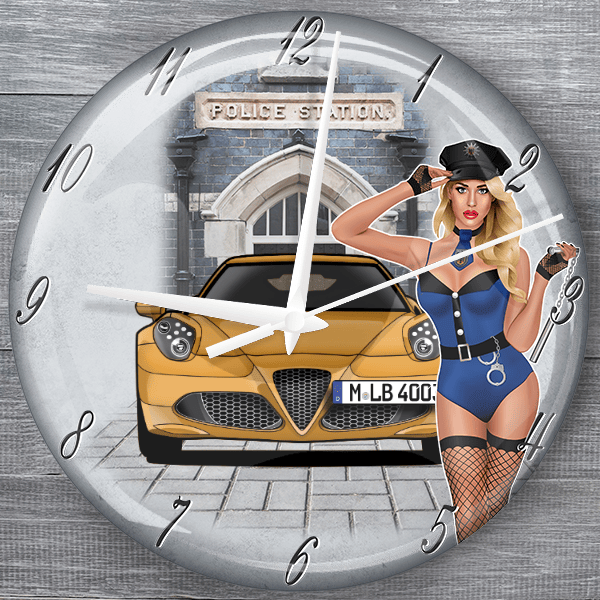 4C Spider moderne Wanduhr personalisiert mit deinem Auto u. Kennzeichen!