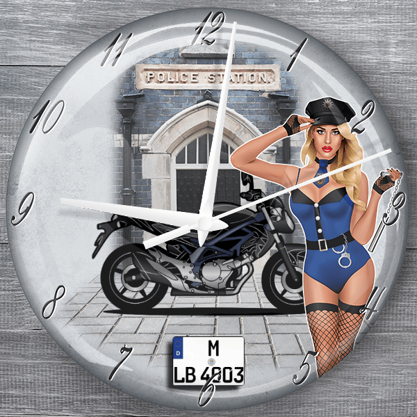 Gladius moderne Wanduhr personalisiert mit deinem Motorrad u. Kennzeichen!