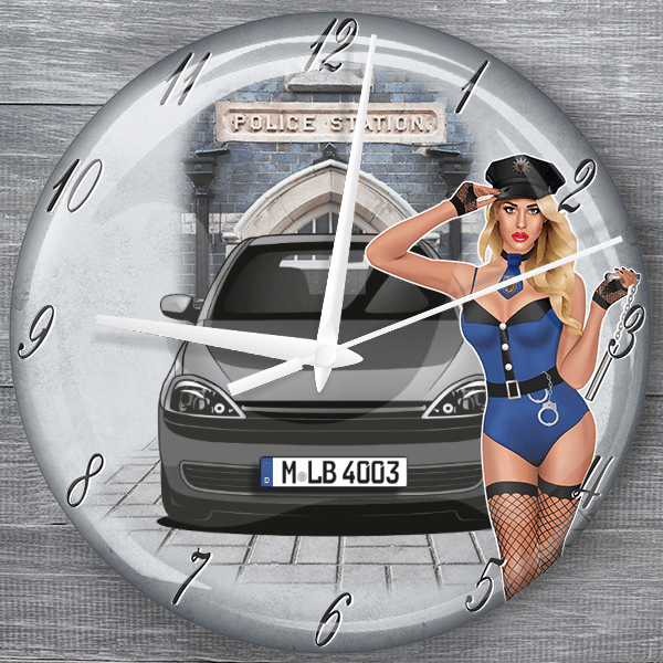 Corsa (5-Türer) moderne Wanduhr personalisiert mit deinem Auto u. Kennzeichen!