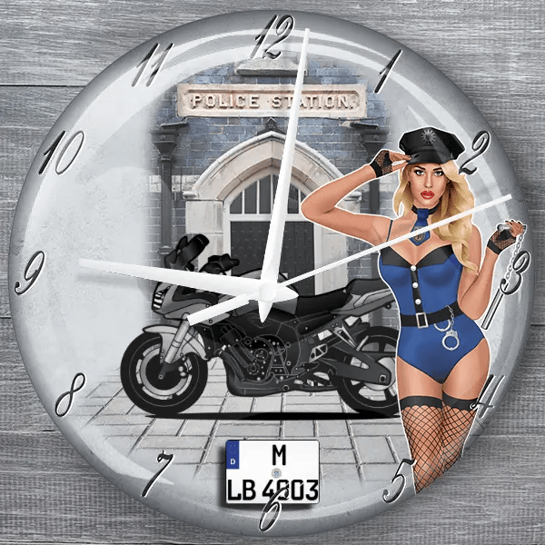 FZ1 moderne Wanduhr personalisiert mit deinem Motorrad u. Kennzeichen!