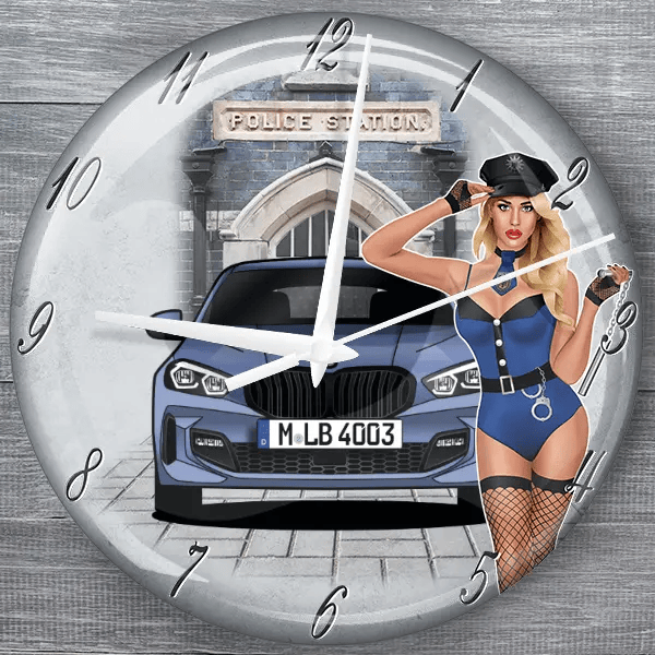 1er Reihe M Hatchback moderne Wanduhr personalisiert mit deinem Auto u. Kennzeichen!