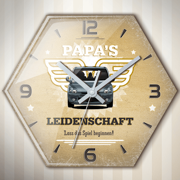 Multipla Wanduhr personalisiert mit deinem Auto u. Kennzeichen!