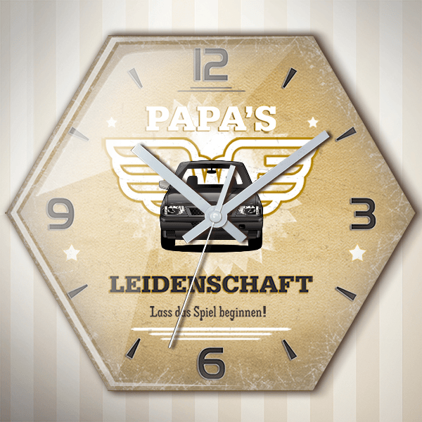 33 (5-Türer) Wanduhr personalisiert mit deinem Auto u. Kennzeichen!