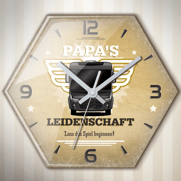 Chic E-Line XL Wanduhr personalisiert mit deinem Wohnwagen u. Kennzeichen!