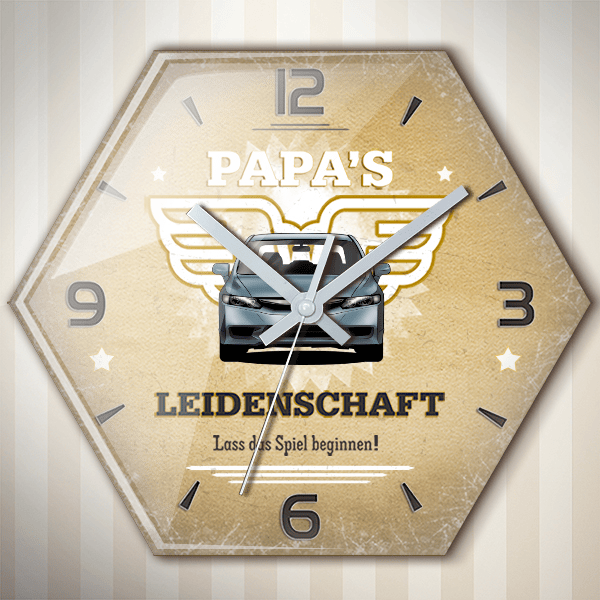 Civic Limousine Wanduhr personalisiert mit deinem Auto u. Kennzeichen!
