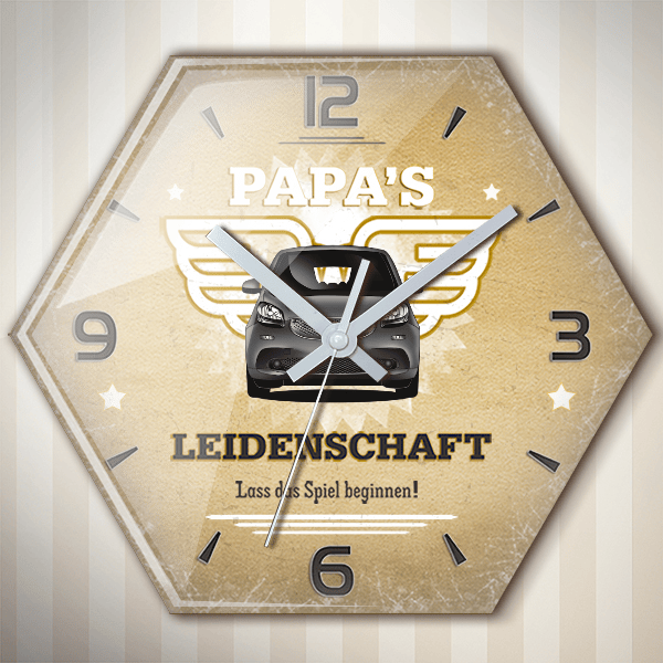 ForFour Wanduhr personalisiert mit deinem Auto u. Kennzeichen!