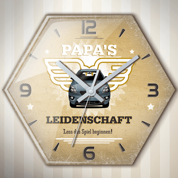 Carens Wanduhr personalisiert mit deinem Auto u. Kennzeichen!