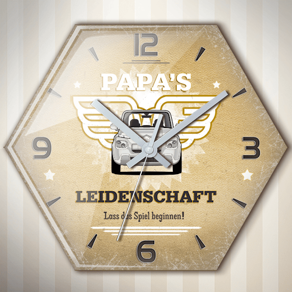 E-Mehari Wanduhr personalisiert mit deinem Auto u. Kennzeichen!