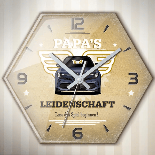 Junior Wanduhr personalisiert mit deinem Auto u. Kennzeichen!