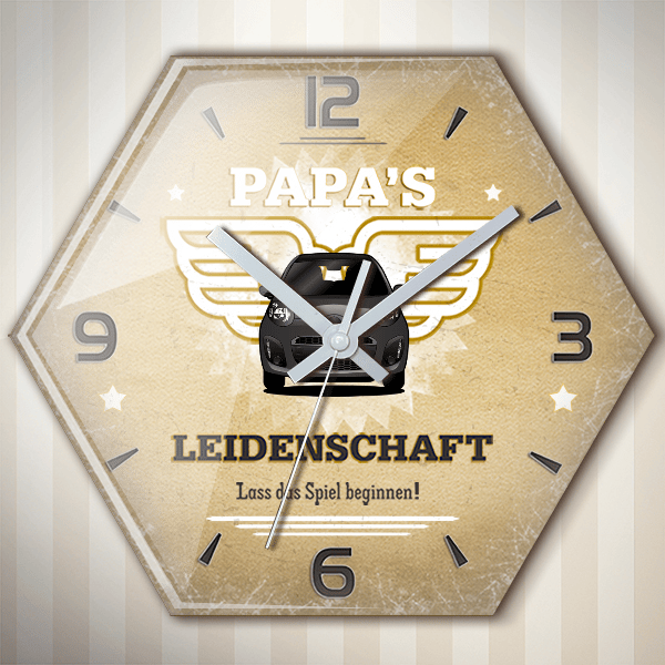 C1 (3-Türer) Wanduhr personalisiert mit deinem Auto u. Kennzeichen!