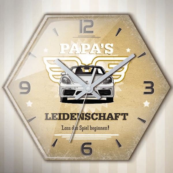 Boxster Wanduhr personalisiert mit deinem Auto u. Kennzeichen!