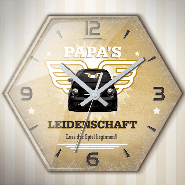 500 Abarth Wanduhr personalisiert mit deinem Auto u. Kennzeichen!