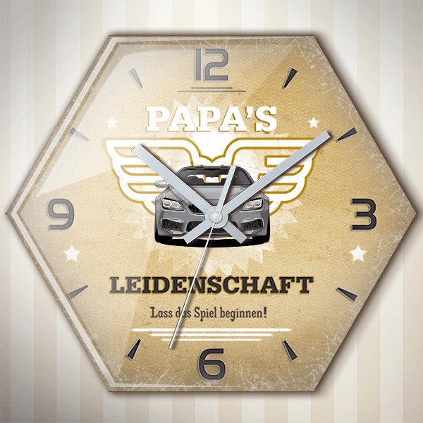 M6 Gran Coupe Wanduhr personalisiert mit deinem Auto u. Kennzeichen!