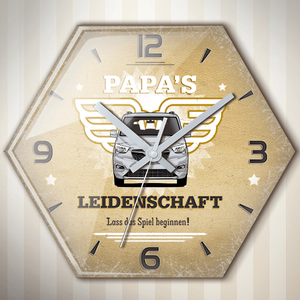 Combo Wanduhr personalisiert mit deinem Auto u. Kennzeichen!