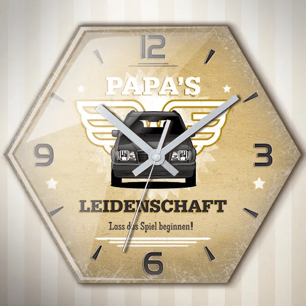 W 124 Kombi Wanduhr personalisiert mit deinem Auto u. Kennzeichen!