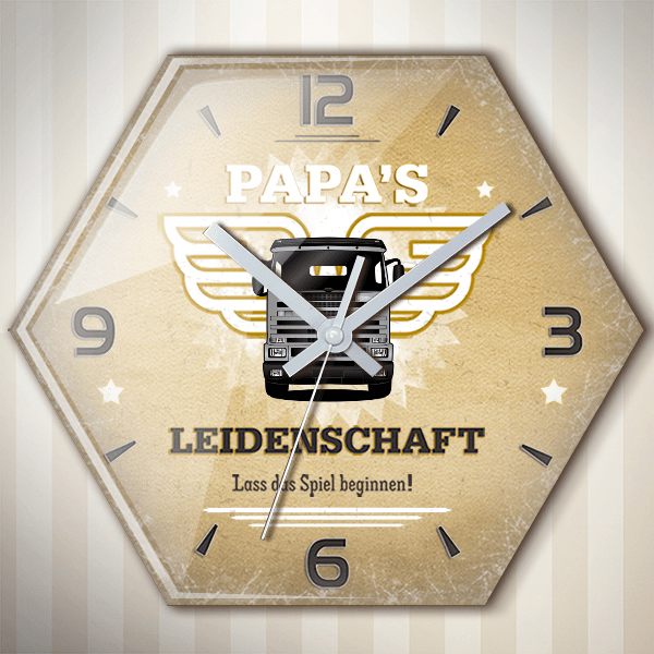 3er-Reihe Wanduhr personalisiert mit deinem LKW u. Kennzeichen!