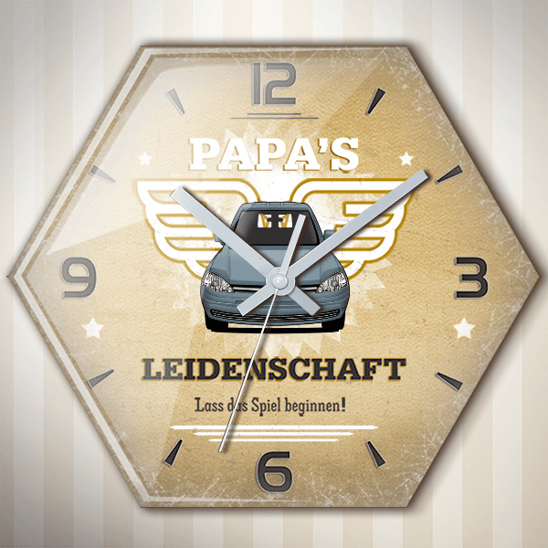 Combo Wanduhr personalisiert mit deinem Auto u. Kennzeichen!