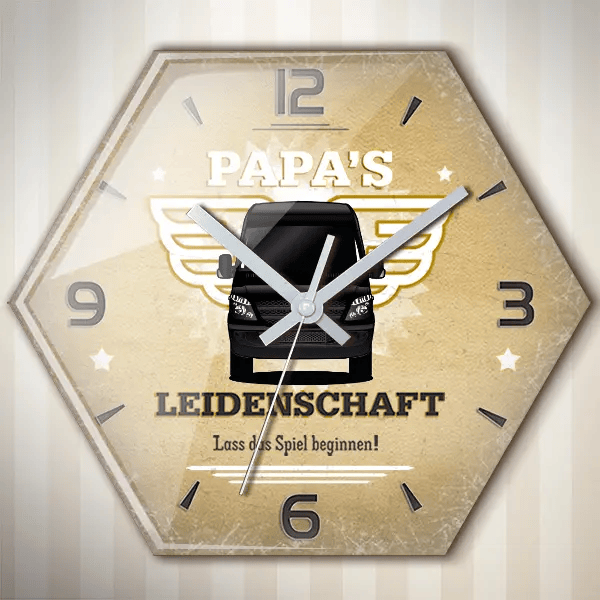 Sprinter Wanduhr personalisiert mit deinem Auto u. Kennzeichen!