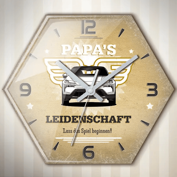 4 Wanduhr personalisiert mit deinem Auto u. Kennzeichen!