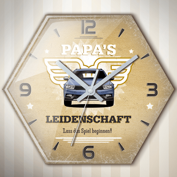 Passat Alltrack Wanduhr personalisiert mit deinem Auto u. Kennzeichen!