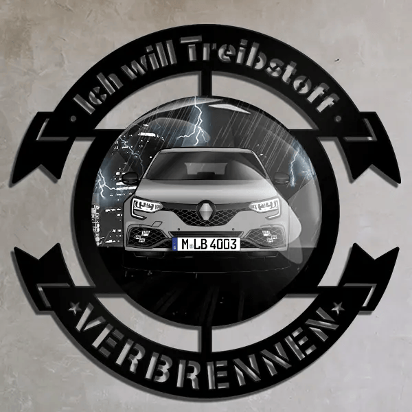 Megane RS Wand Dekoration personalisiert mit deinem Auto u. Kennzeichen!