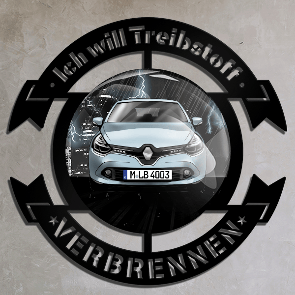 Clio Wand Dekoration personalisiert mit deinem Auto u. Kennzeichen!