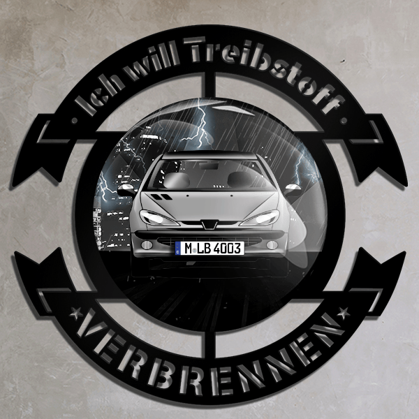 206 (5-Türer) Wand Dekoration personalisiert mit deinem Auto u. Kennzeichen!