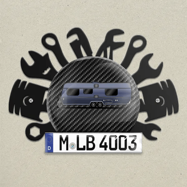 650 Wand Dekoration aus Metall personalisiert mit deinem Wohnwagen u. Kennzeichen!