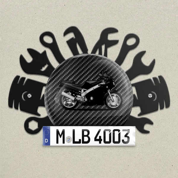 FZR600 Wand Dekoration aus Metall personalisiert mit deinem Motorrad u. Kennzeichen!