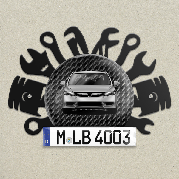 Civic Limousine Wand Dekoration aus Metall personalisiert mit deinem Auto u. Kennzeichen!
