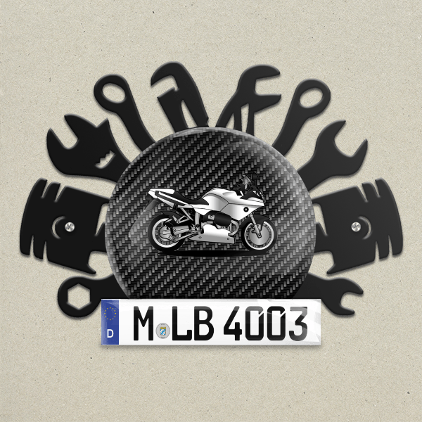 R 1100 S Boxer Cup Wand Dekoration aus Metall personalisiert mit deinem Motorrad u. Kennzeichen!