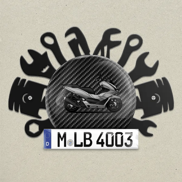 PCX 125 Wand Dekoration aus Metall personalisiert mit deinem Motorrad u. Kennzeichen!