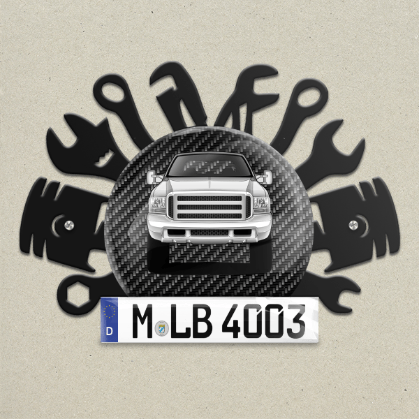 F-250 Wand Dekoration aus Metall personalisiert mit deinem Auto u. Kennzeichen!