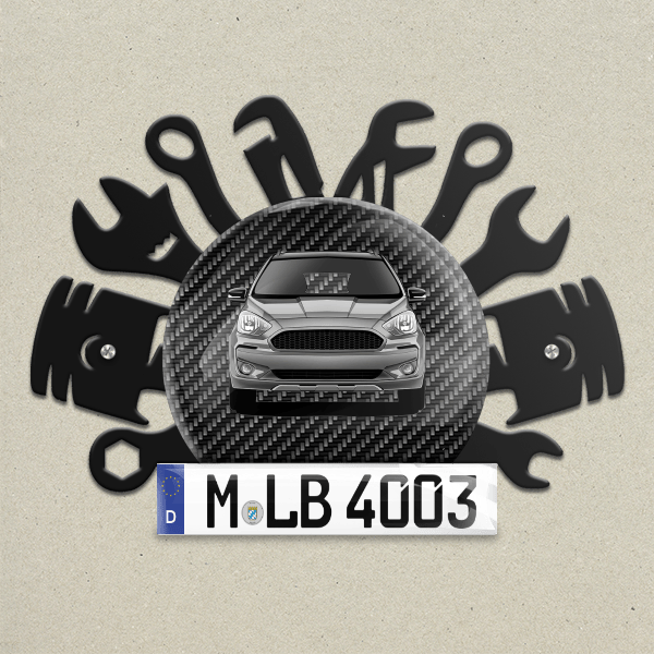 Ka+ Wand Dekoration aus Metall personalisiert mit deinem Auto u. Kennzeichen!