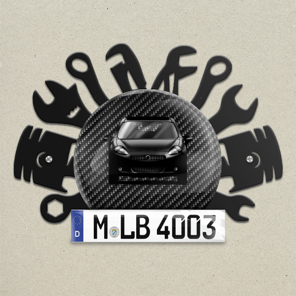 Grande Punto Wand Dekoration aus Metall personalisiert mit deinem Auto u. Kennzeichen!