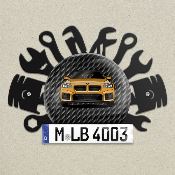 M2 Wand Dekoration aus Metall personalisiert mit deinem Auto u. Kennzeichen!