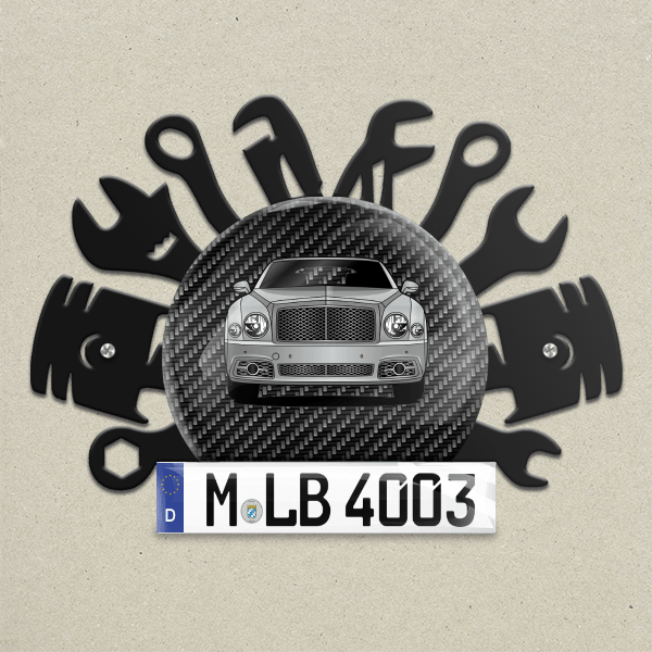 Mulsanne Wand Dekoration aus Metall personalisiert mit deinem Auto u. Kennzeichen!