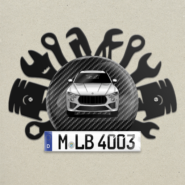 Levante Trofeo Wand Dekoration aus Metall personalisiert mit deinem Auto u. Kennzeichen!