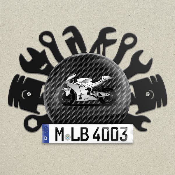 GSX-RR Wand Dekoration aus Metall personalisiert mit deinem Motorrad u. Kennzeichen!