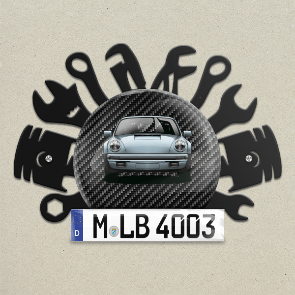 911 Wand Dekoration aus Metall personalisiert mit deinem Auto u. Kennzeichen!