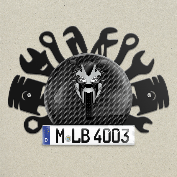 YZF-R125 Wand Dekoration aus Metall personalisiert mit deinem Motorrad u. Kennzeichen!