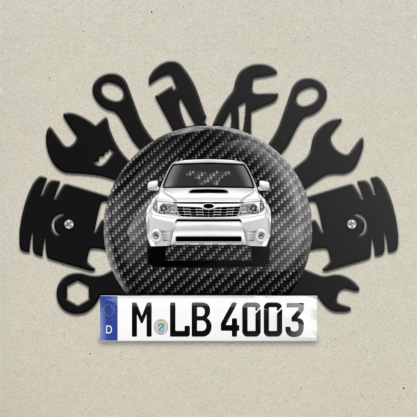 Forester Wand Dekoration aus Metall personalisiert mit deinem Auto u. Kennzeichen!