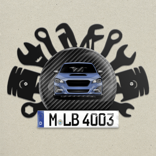 Levorg Wand Dekoration aus Metall personalisiert mit deinem Auto u. Kennzeichen!