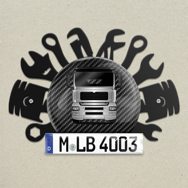 TGA 26.460 Wand Dekoration aus Metall personalisiert mit deinem LKW u. Kennzeichen!