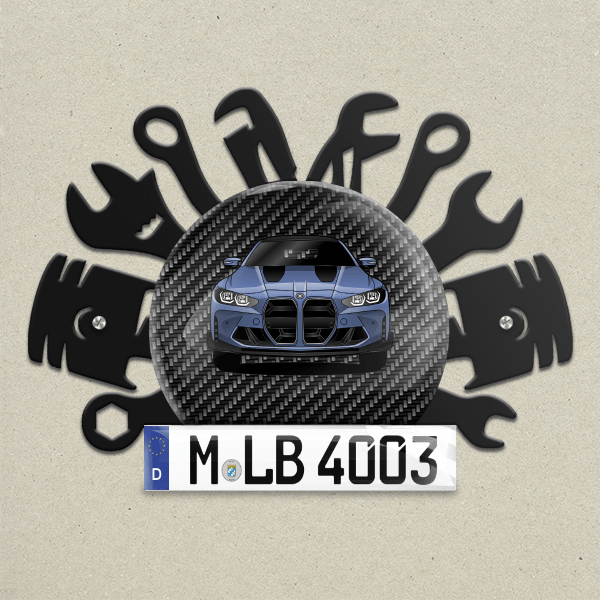 M4 CSL Wand Dekoration aus Metall personalisiert mit deinem Auto u. Kennzeichen!